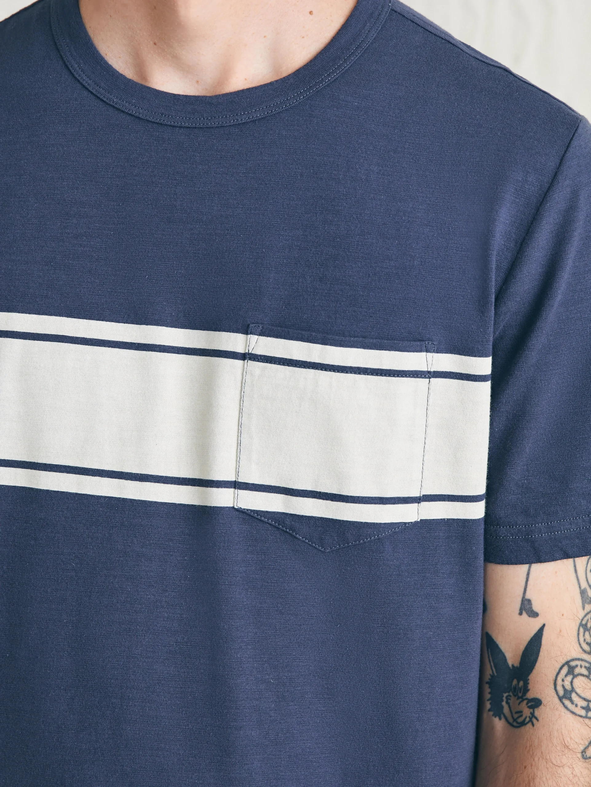 Surf Stripe Sunwashed Pocket Tee -*Faherty Brand