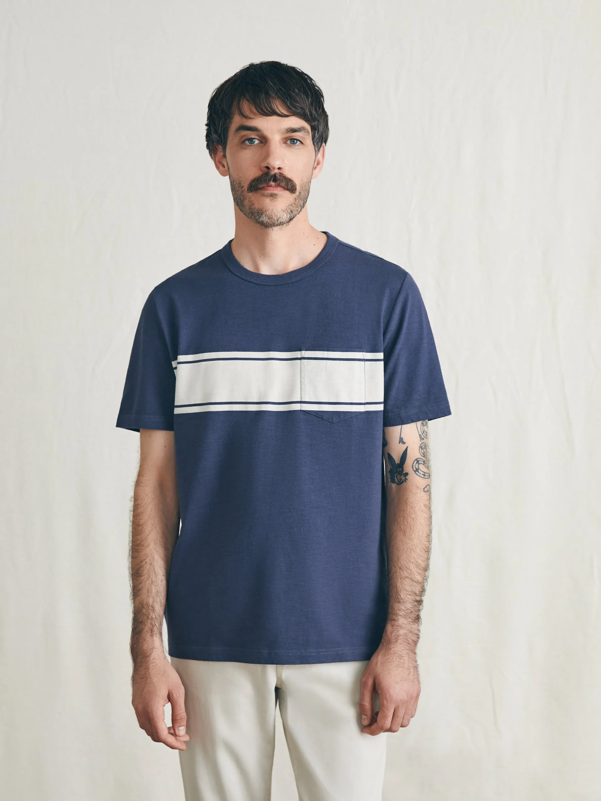 Surf Stripe Sunwashed Pocket Tee -*Faherty Brand