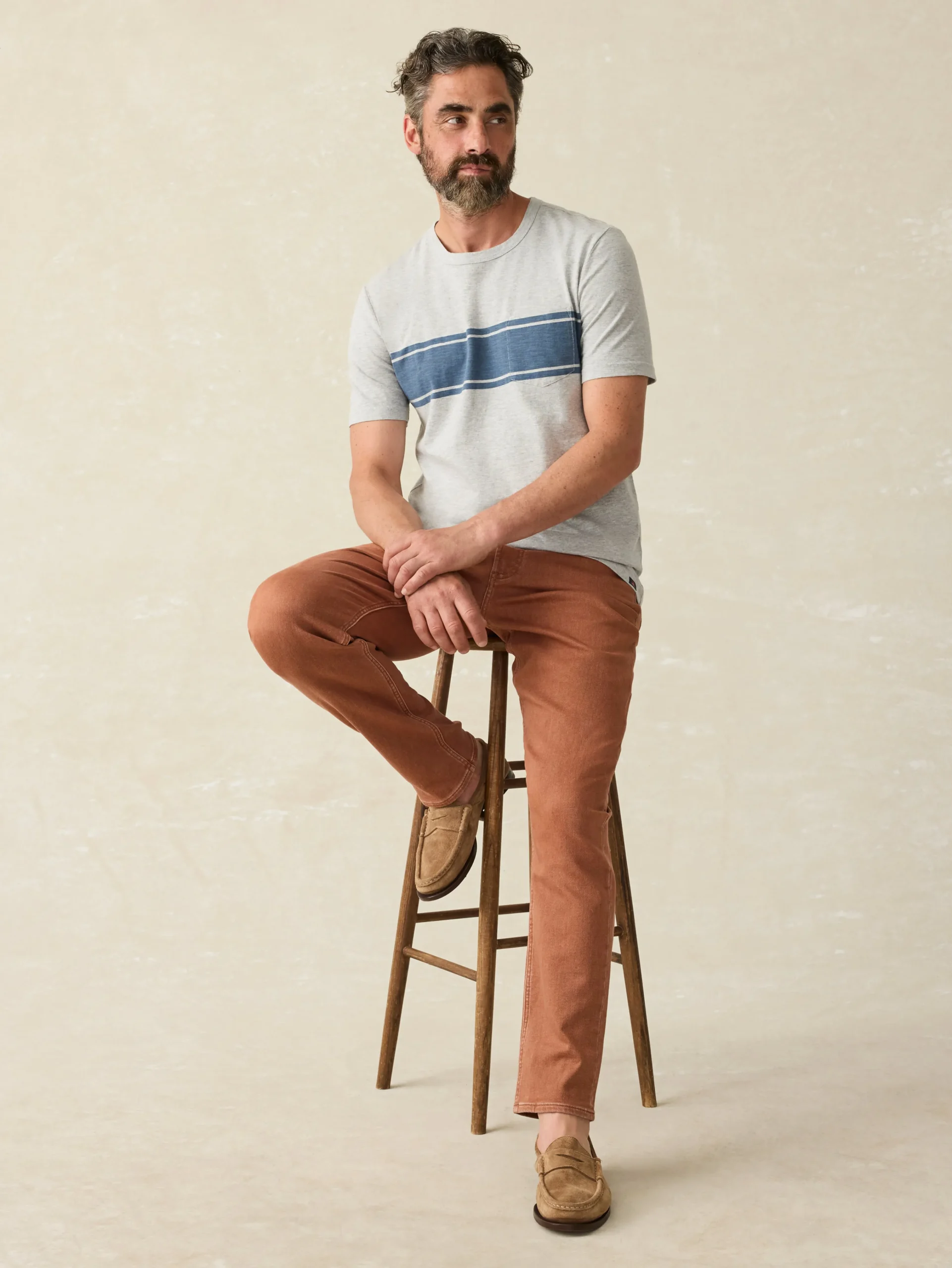 Surf Stripe Sunwashed Pocket Tee -*Faherty Brand Outlet